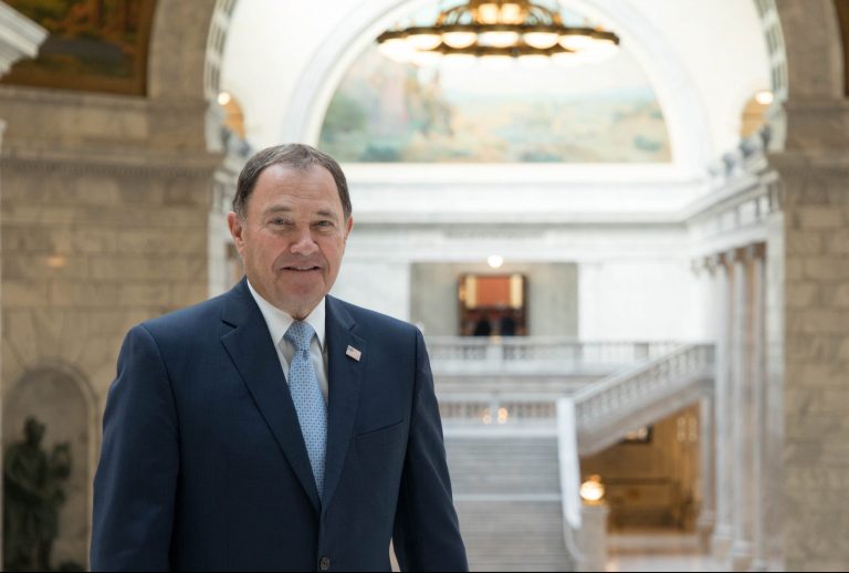 A portrait of former Utah Governor Herbert in the state capitol.